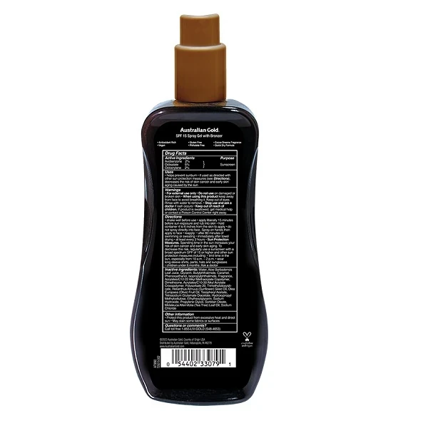 Sauļošanās losjons Australian Gold SPF15 237ml (ar bronzeriem)