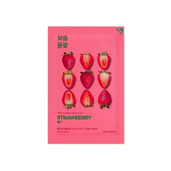Pasūtīt internetā: Auduma sejas maska ādas atsvaidzināšanai Holika Holika Pure Essence Strawberry 23ml